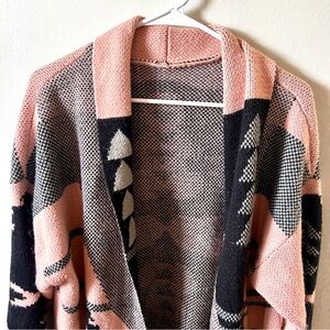 Pink and Black Patterned Women's Sweater
